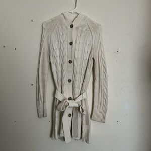 GAP Cream Cable Knit Cardigan with Belt